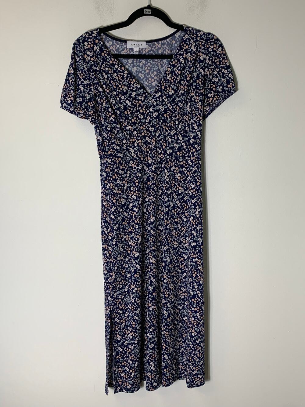 Gilli Navy Floral Midi Dress Sz S